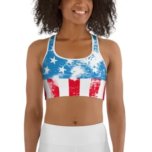 Artsy American Flag Sports Bra