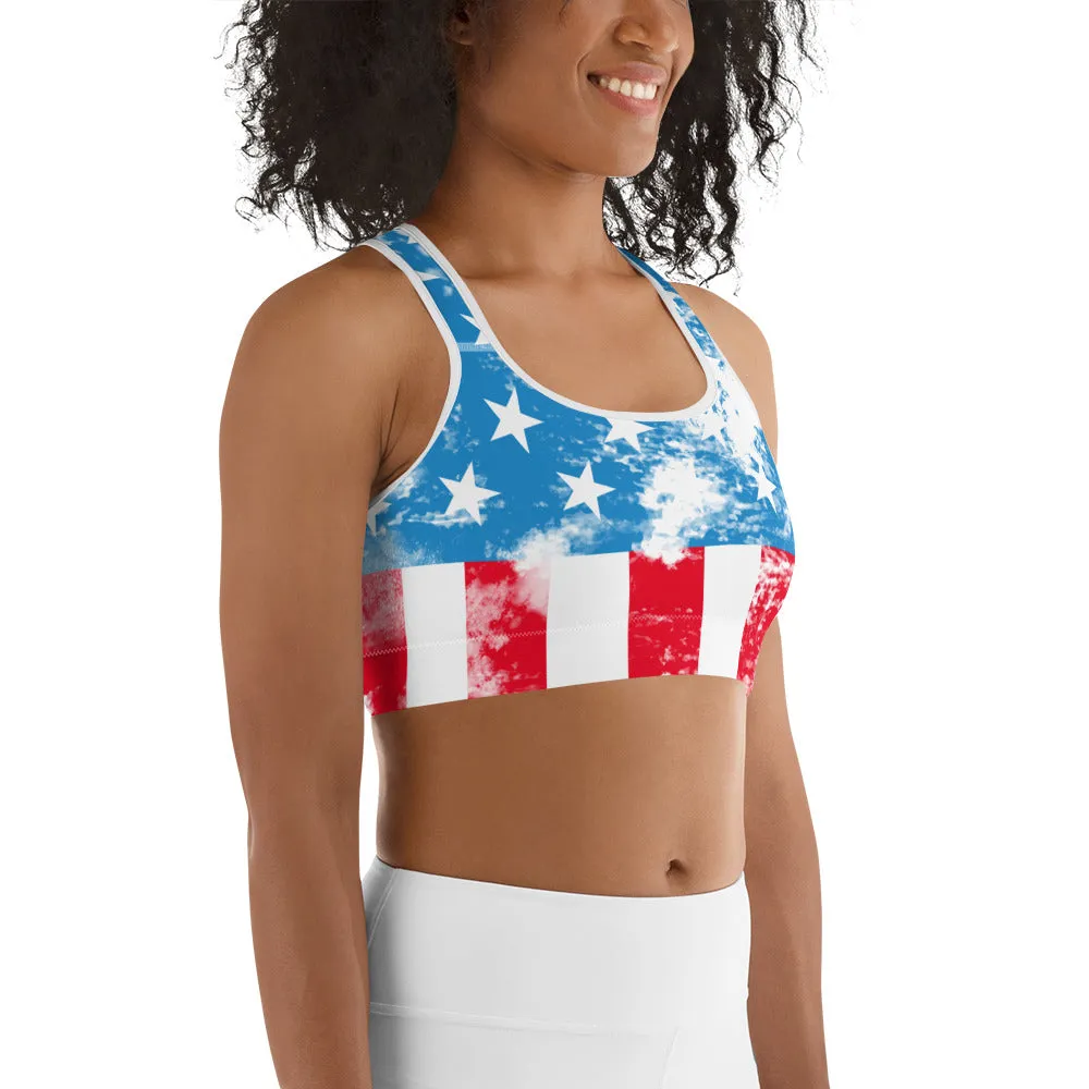 Artsy American Flag Sports Bra