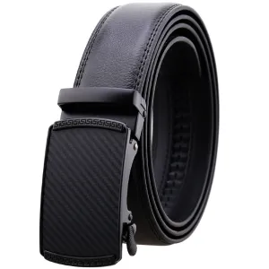 Auto-Lock Black Leather Ratchet Belt