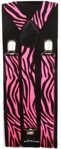 black and pink zebra suspenders Case of 72