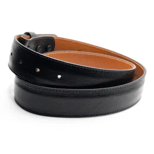 Black Italian Calf Leather Belt Straps