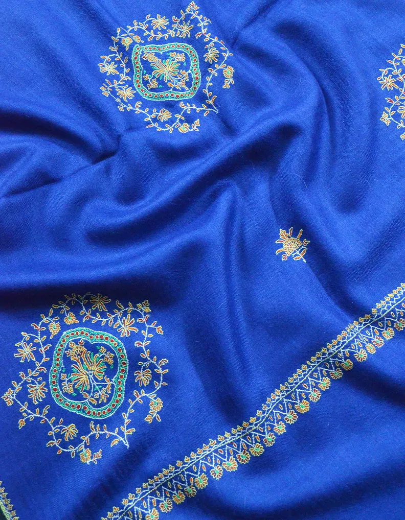 Blue Embroidery Pashmina Shawl 7102