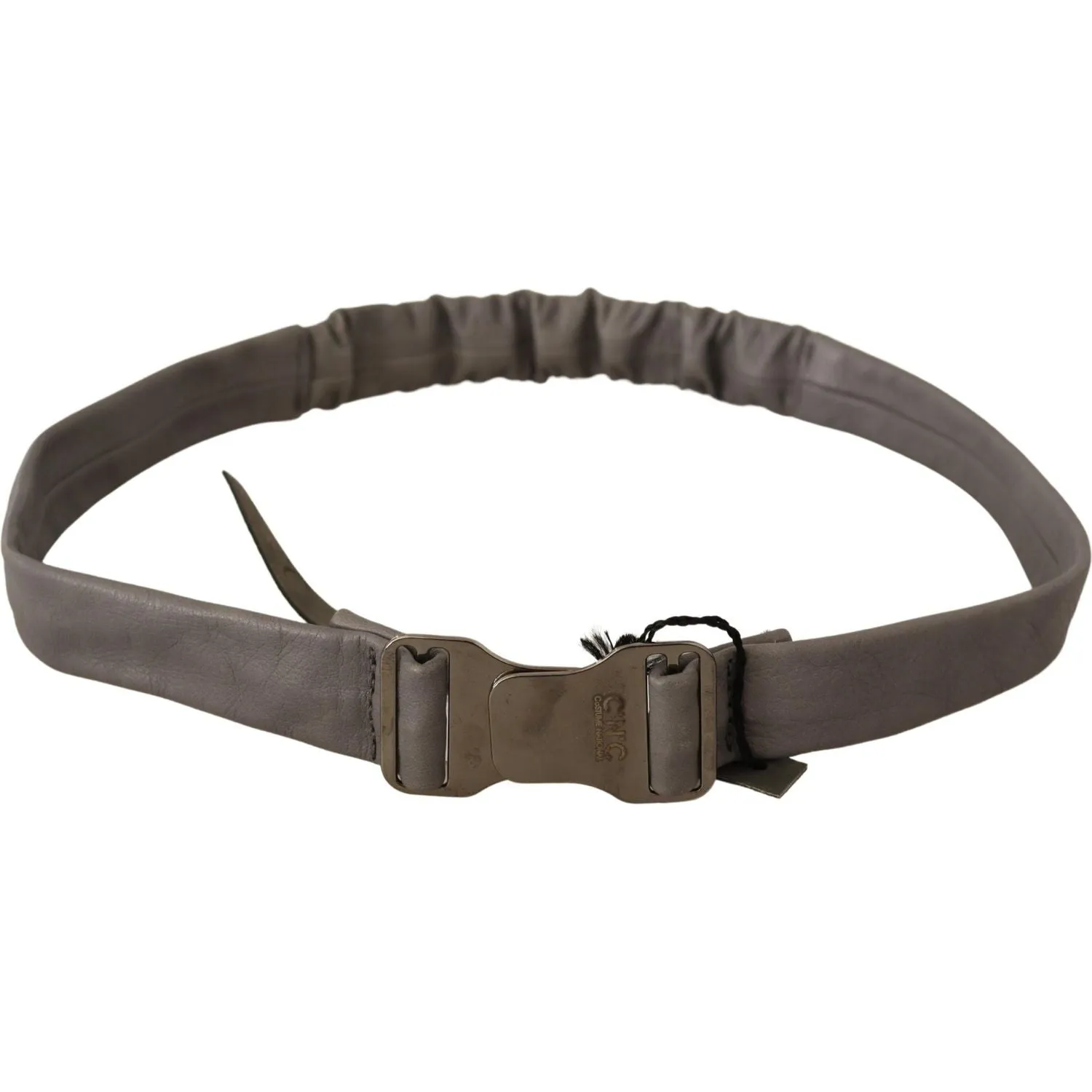 Costume National Elegant Gray Leather Fashion Belt