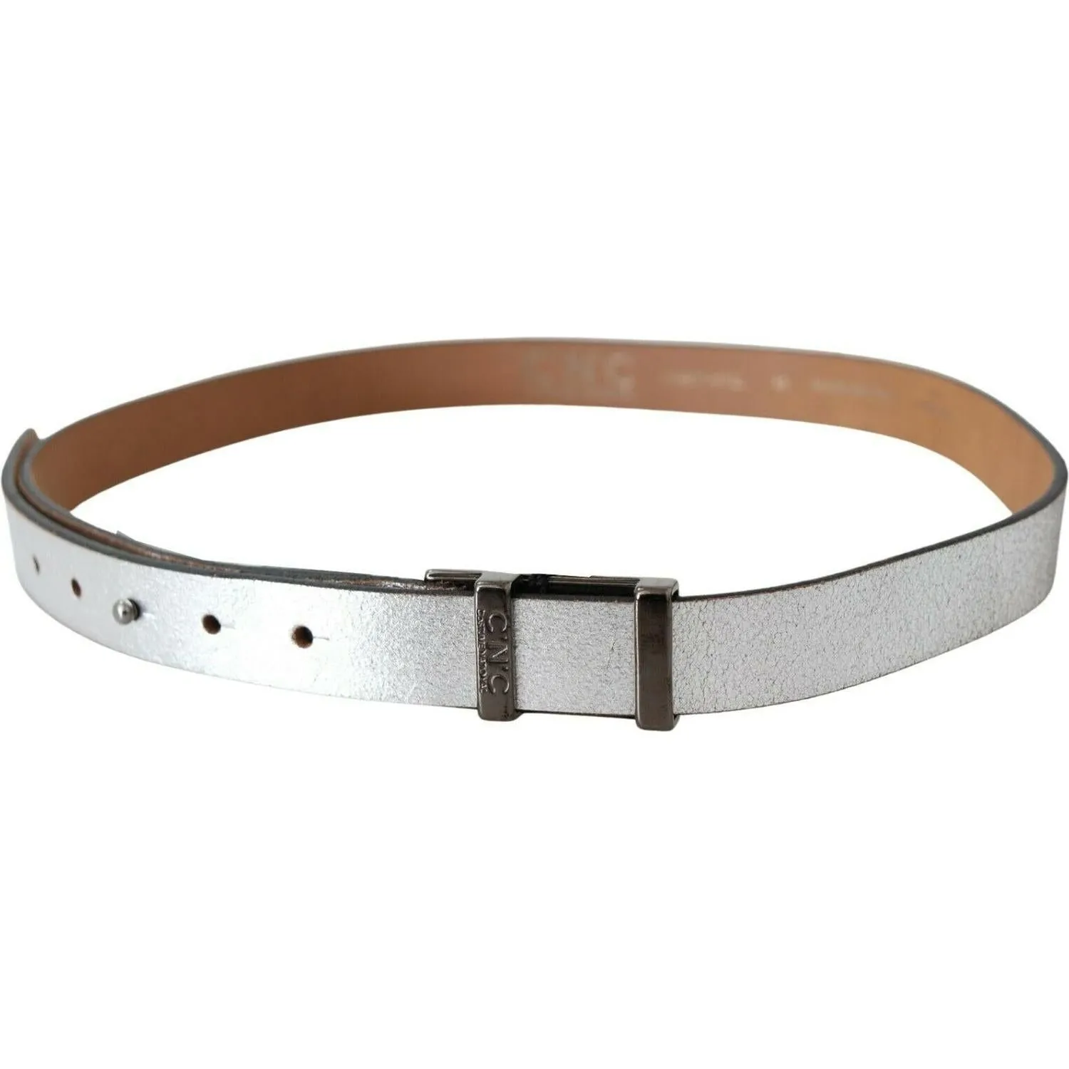 Costume National Elegant Silver Leather Fashion Belt