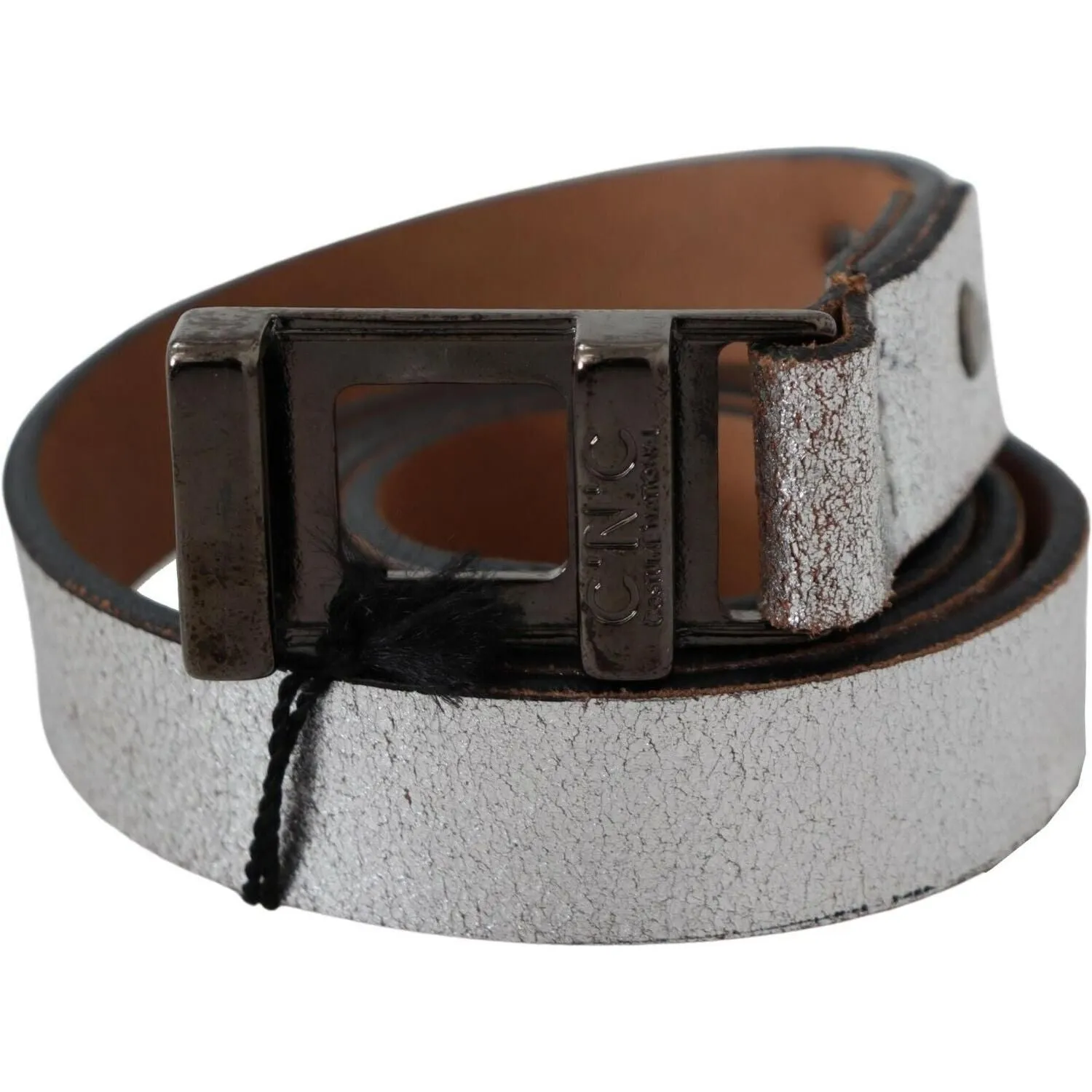 Costume National Elegant Silver Leather Fashion Belt