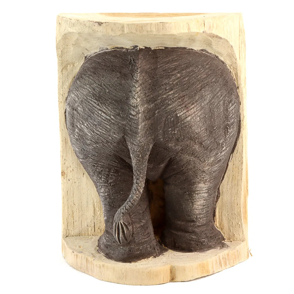 Elephant Bum in Wood