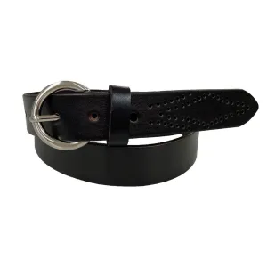 Esperance | Women's Brown Genuine Leather Belt with Round Silver Buckle