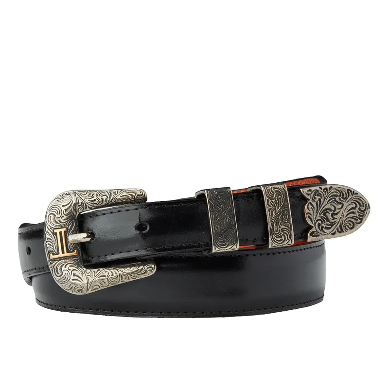 Lucchese Boot Men's black Smooth Goat Leather Belt