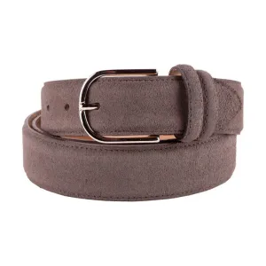 Made in Italy Elegant Gray Suede Calfskin Belt