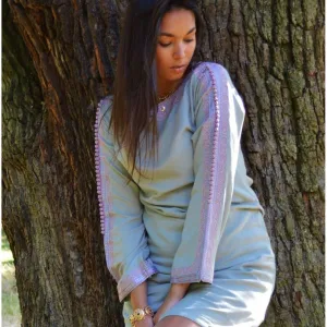 New Grey Lilac Trumpet Sleeve Tunic Dress-Latishia Style